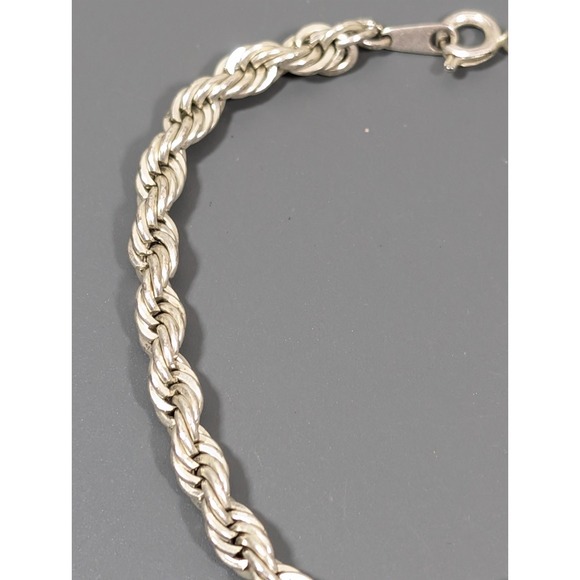 Vintage Silve Tone Rope Chain Classic Bracelet 7 inch - Picture 5 of 6